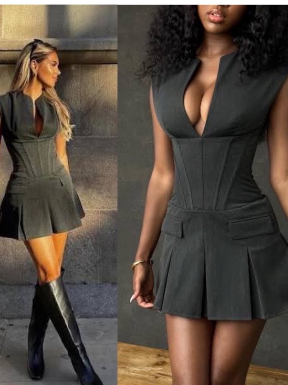House of CB Black Mini Dress with Corset Bodice